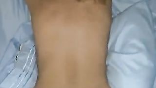 Taking my Gf’s Taut Japanese Twat from behind with a Gigantic Milky Pecker :)