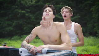 Horny Angel Elias and Leo Louis have wild sex outdoors