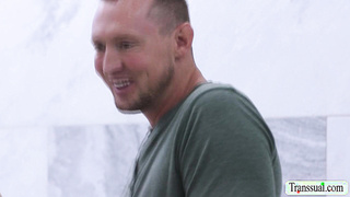 Big ass Trans babe rides stepbrothers big dick