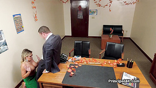 Principal fucking milf while on phone with husband