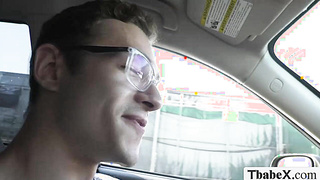 Lucky stranger pick ups TS hitch hiker and fuck her