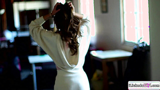 Petite lesbian pussy licking horny gf