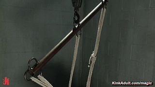 Suspended and spanked and face fucked