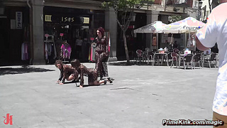 Slaves subjected to rough sex in public