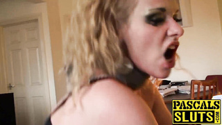 Busty UK beauty fucked and roughly choked by Pascal White