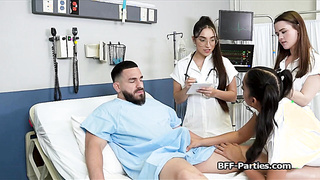 Fourway with three naughty female doctors