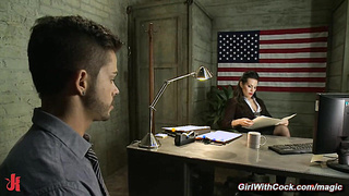 Shemale agent anal fucks man