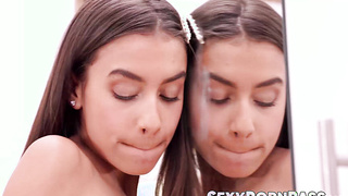 Petite stepdaughter Vanessa Alessia is seduced by Ebony stepmom Sofi Vega