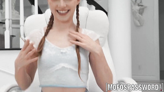 Petite teen Myra Moans craves daddys massive dick inside her tight pussy