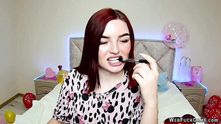 Redhead webcam girl NicolPot performing solo for fans
