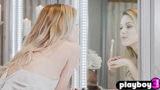 Big tits blonde MILF posed in lingerie