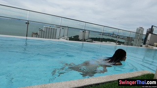 Thai GF swimming and fucking in AirBnb