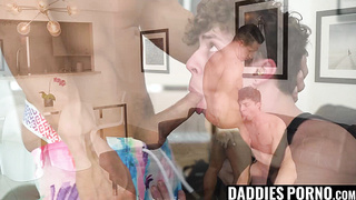 DaddiesPorno.com - Twink spreads his ass to ride on his bigcocked stepdad