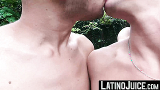 LatinoJuice.com - Straight Latino studs turned gay having outdoor foursome