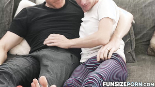 FunsizePorn.com - Petite teen Joshua Oaks is hungry for DILF Legrand Wolfs enormous throbbing cock