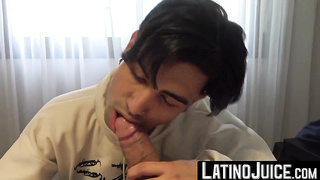 LatinoJuice.com - Cute twink Bryan finds himself enduring a huge cock entering his wet ass