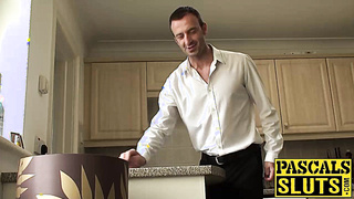 Adorable chick spanks herself while a dom bangs her hard