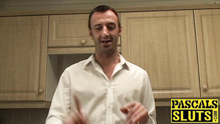 Adorable chick spanks herself while a dom bangs her hard