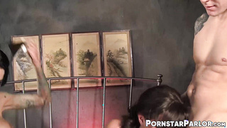 Threesome hardcore fuck with sexy Veronica Avluv and Angelina Justice