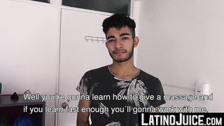 LatinoJuice.com - My hard cock gets gobfire by sensual twink Bam Bam after I massage his body