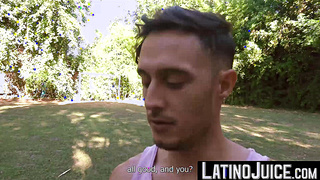 LatinoJuice.com - Inked bisexual Gabo enjoys swallowing my big long cock in exchange of money