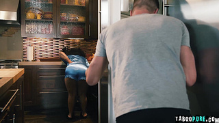 Black pregnant woman fucked in kitchen!