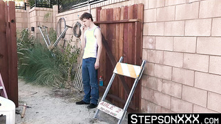 StepsonXXX.com - My bearded stepdad Matt Muck shoves his huge flashlight into my dark ass