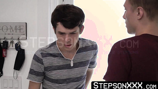 StepsonXXX.com - Handsome twink Dakota Lovell orally stimulates Cole and Myles boners