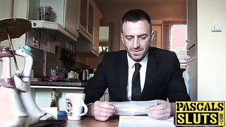 Slutty girl gets spit on her face while a maledom torments her