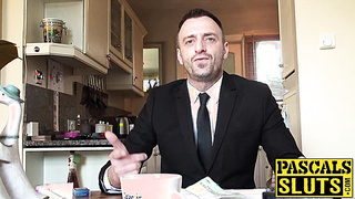 Slutty girl gets spit on her face while a maledom torments her