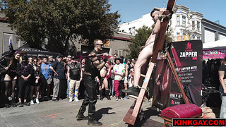 Buck is led by Christian around on a leash