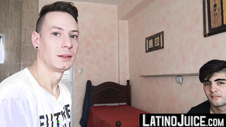 LatinoJuice.com - College dude Benja squeezed my balls and cock so I can cum on his pretty face