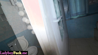 Asian ladyboy sucked cock and fucked guy