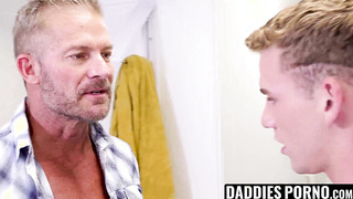 DaddiesPorno.com - Barebacking my sexy stepdad Greg Dixxon after he rims my delicious ass