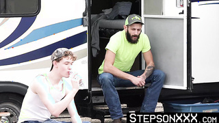 StepsonXXX.com - My white haired stepdad Sherman Maus drills my ass while waiting for Santa