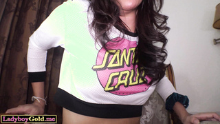 Ladyboy Lanta dildoed and fucked hard