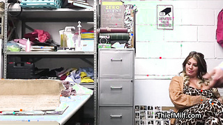 Fucking curvy dress stealing MILF on the backroom desk