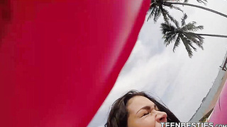 TeenBesties.com - Hot slutty teens partying and taking hard cocks by the pool