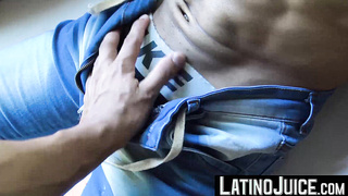 LatinoJuice.com - I covered erotic Joels beautiful face with my sticky load of hot cum