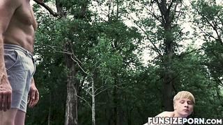 FunsizePorn.com - Blonde twink Caleb Anthony engages with Dr Wolf in horny outdoor anal intercourse