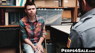 Perps4Sale.com - Cute Gay Twink Barebacked by Hot policeman for Stealing