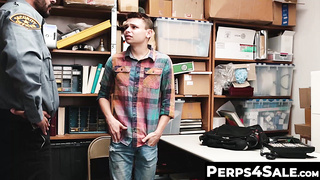 Perps4Sale.com - Cute Gay Twink Barebacked by Hot policeman for Stealing