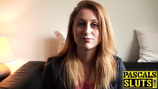 Busty redhead choked while getting pussy slammed