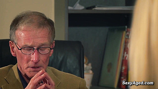 Old employer fucks blonde babe