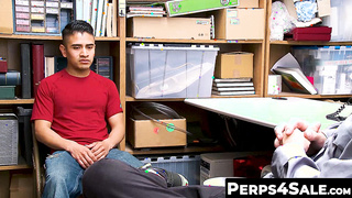 Perps4Sale.com - Blindfolded twink thief mouthfucked by kinky policeman