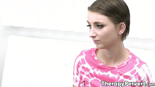 Petite short haired girl Macy Meadows has serious daddy issues so the therapist helps her