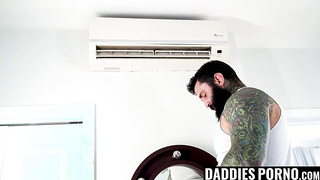DaddiesPorno.com - DILF seduces stepson in the shower during a hot summer day