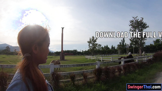 Horseback riding and fucking in a saloon amateur couple