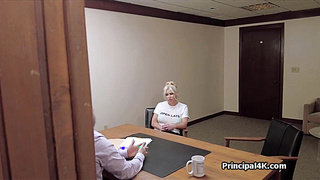 Bikini milf blows head teacher at his office
