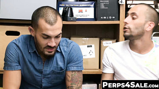 Perps4Sale.com - Handsome muscle guard dominates two inked criminals